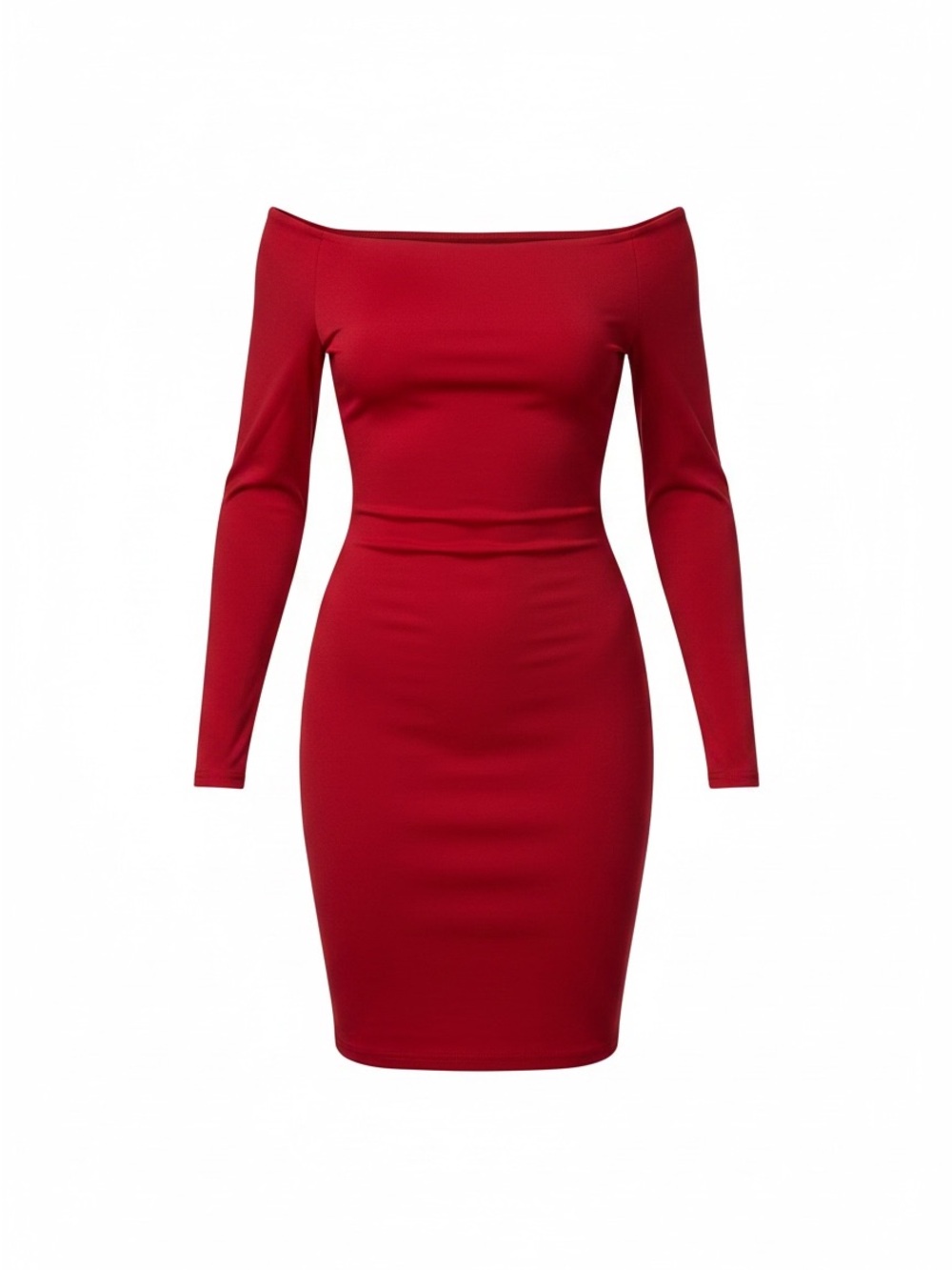 PrettyLittleThing Scarlet Off-The-Shoulder Long Sleeve Bodycon Dress